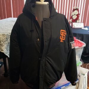 San Francisco Giants Starter jacket Hooded Black and Orange.